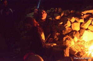 Ken Braiterman in the campfire glow at the homeless camp under the bridge at my wedding