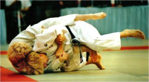 fighting LynneRoethke in the 1996 Olympic Trials for Judo