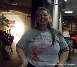 Kathleen Dake from Jefferson City, MO models her UnDiagnosing Emotional Distress T-shirt.