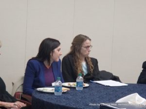 Peggy Swarbick and Laysha Ostrow talking research at the Carter Center Social Inclusion Symposium