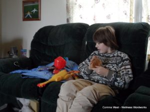 Molly gets a rubber chicken for Christmas.