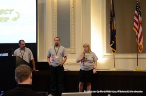 Innov8 Healthcare Cincinnati is business plan pitch competition. Here's Connect Power being pitched by Corinna West, Christopher Swope, and Claus Wawrzinek in Undiagnosing Shirts.