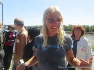 In the White Walking Art Gallery Jacket to the right is Casey Whalen, one of the founders of Medstartr. In front is Emily Bell, a crew person for Dave Cornthwaite who swam 1000 miles down the Missouri River. Her shirt says, "Say yes more."