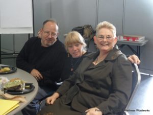 Dr. Jean Campbell, Corinna West, and Kevin Haggerty working on service user input projects