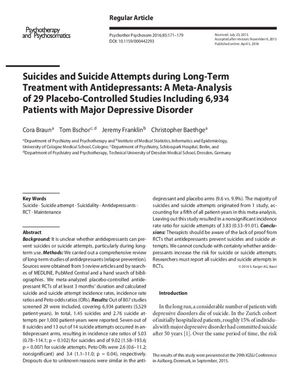 antidepressants and suicides