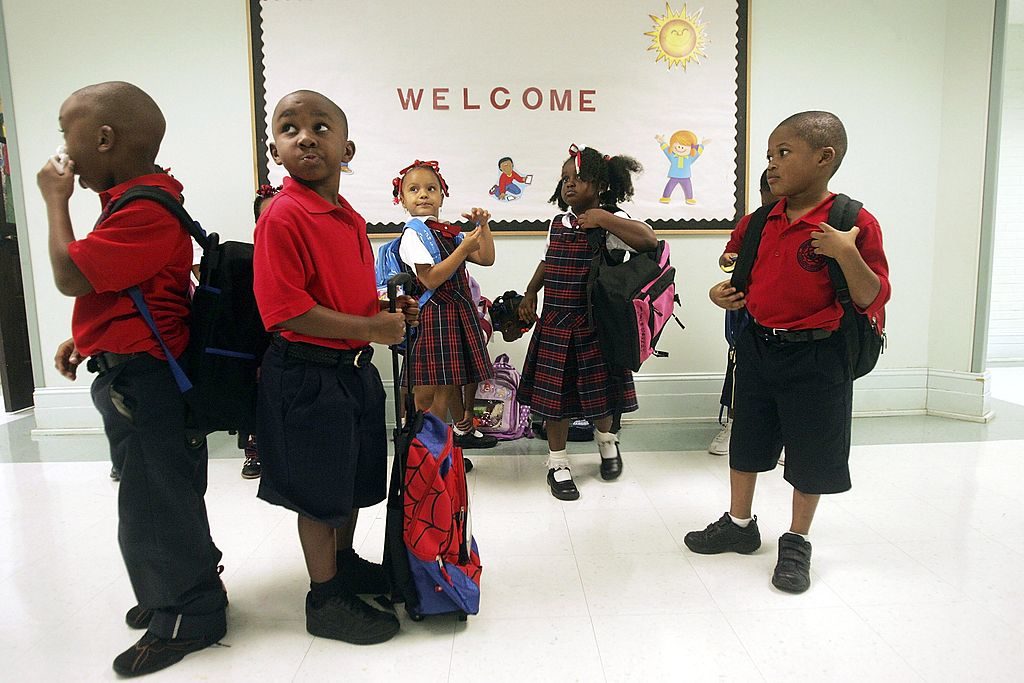 NEW ORLEANS - AUGUST 24: Kindergarten students gather their belongings on their third day of school in the Benjamin Franklin Elementary Mathematics and Science School August 24, 2006 in New Orleans, Louisiana. Fall classes have already begun in certain parts of the city. (Photo by Mario Tama/Getty Images)