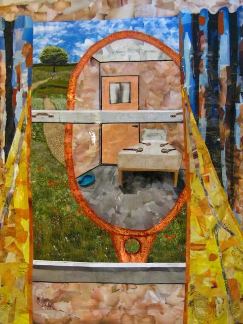 Colorful painting of hospital bed with restraints