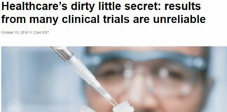 “Healthcare’s Dirty Little Secret: Results from many Clinical Trials are Unreliable”