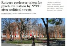 âRutgers Professor Taken for Pysch Evaluation by NYPD After Political Tweetsâ