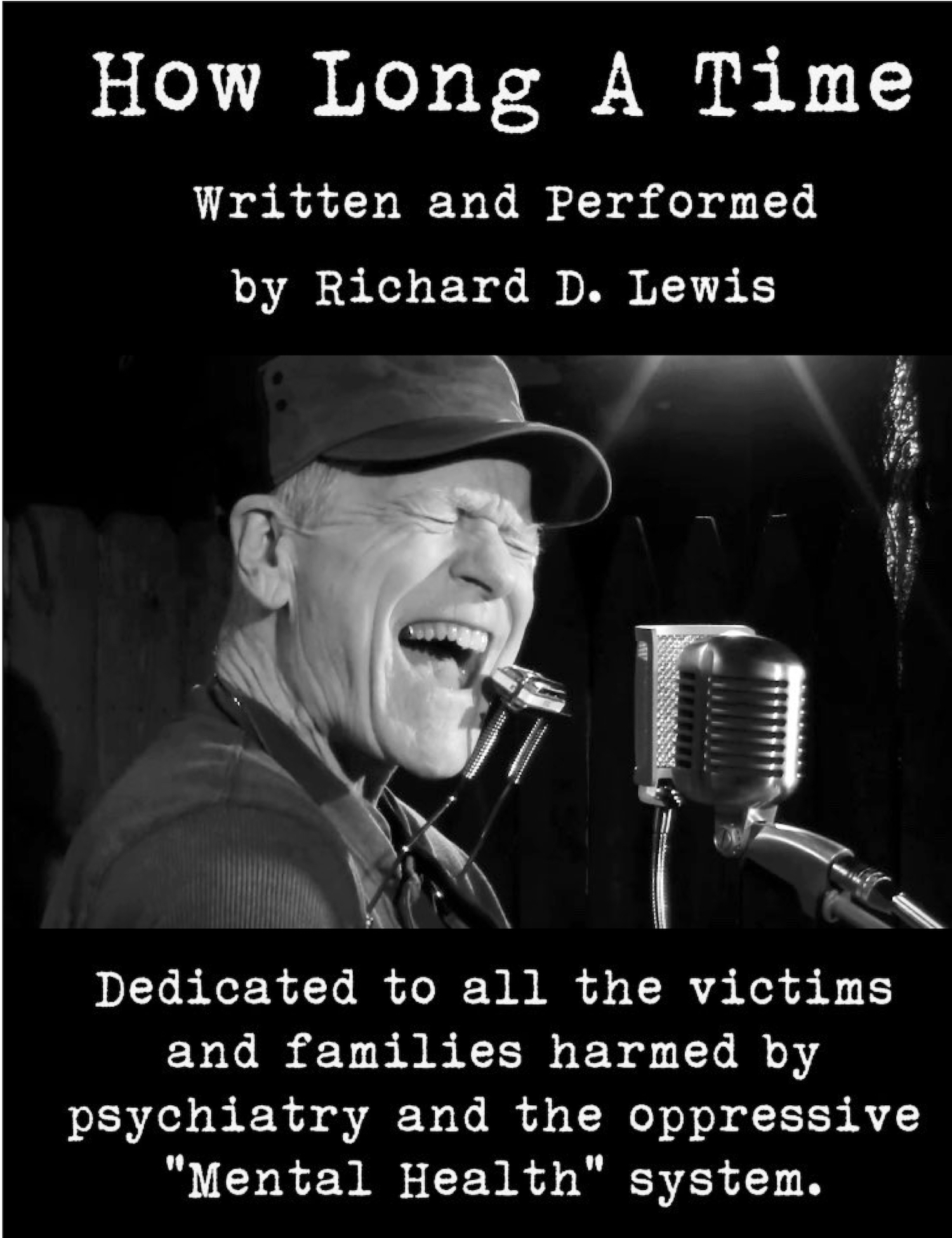 Music flyer with man with harmonica singing