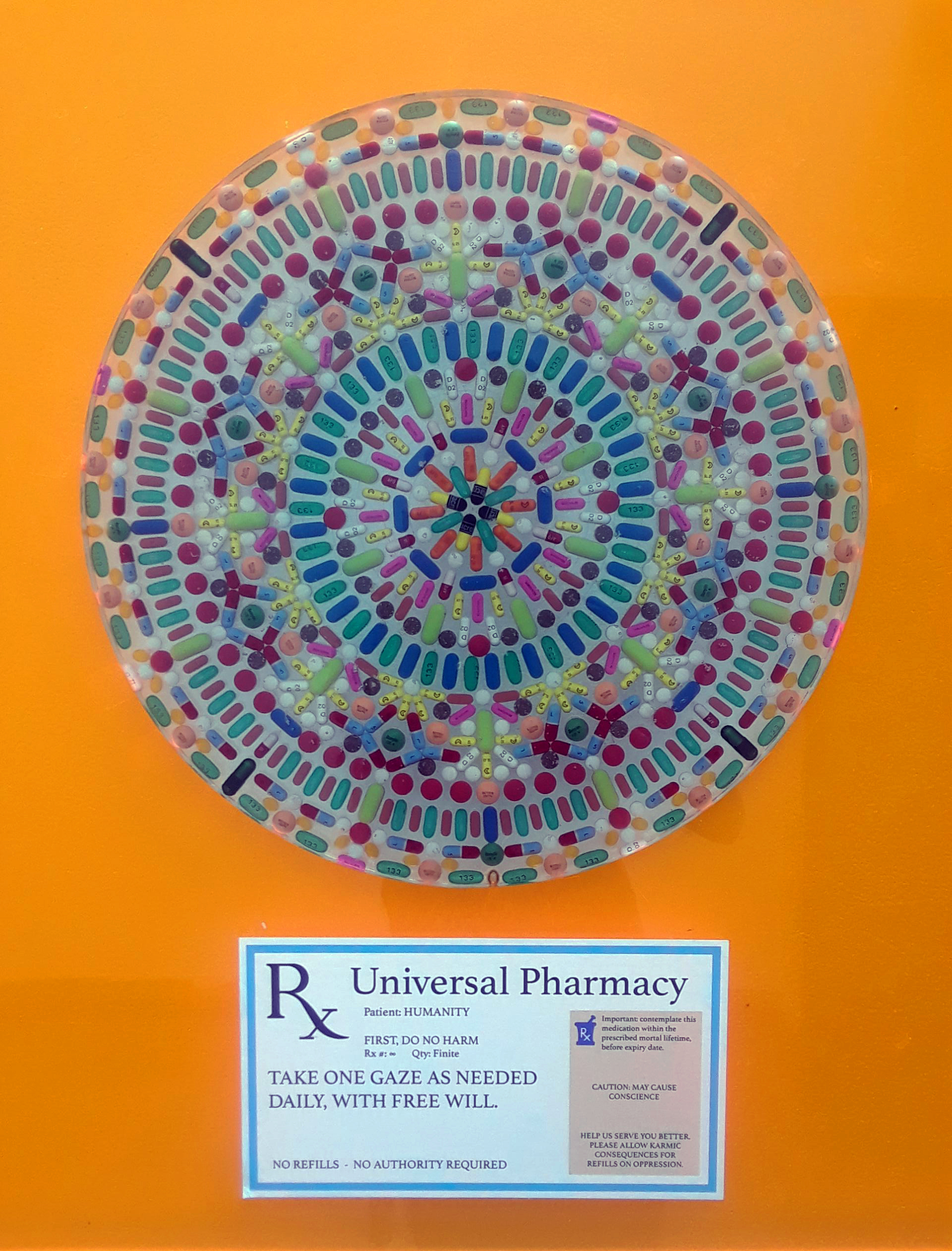 A mandala made out of pills