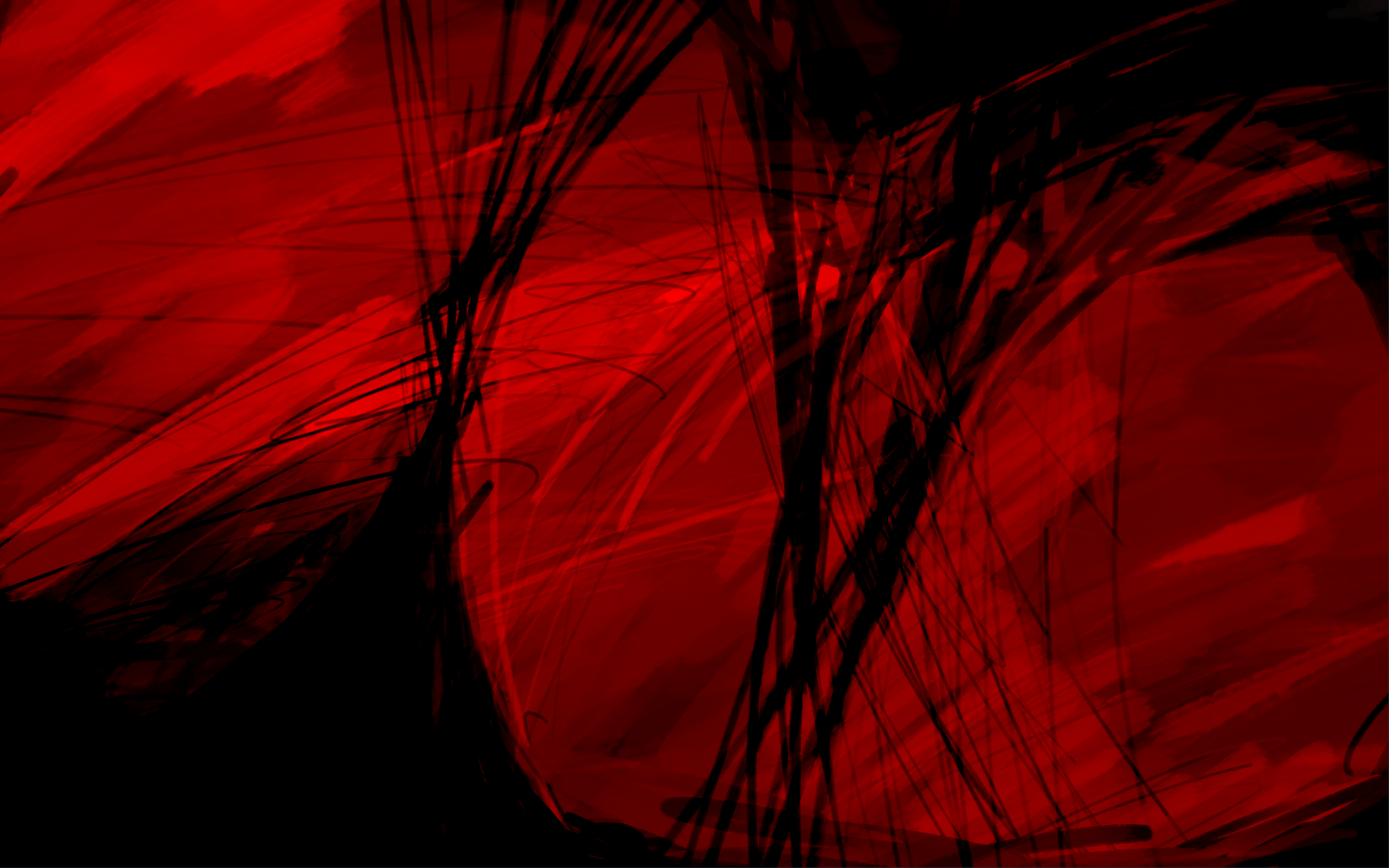 Red and black scratches in different directions