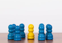 Is There a Small Group for Whom Antidepressants Are Effective? one yellow game piece among blue game pieces