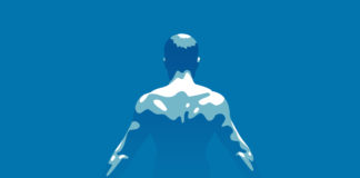 Please Stop Saying Depression Is Like Diabetes man's back on blue background vector illustration