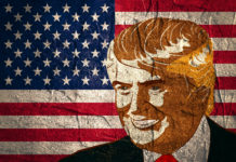 Should We Diagnose Donald Trump? Drawing of Trump and American flag