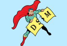 DSM Led Us Far Astray. Life Story Is the Path to Truth. cartoon drawing of a superhero ripping a sign that reads "DSM"