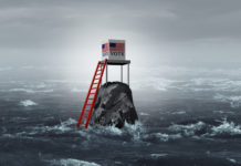 Voting While “Mentally Ill”: A Legacy of Discrimination illustration of a voter box in a stormy ocean with a ladder