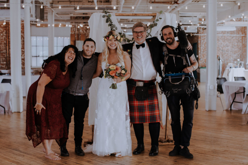 Kevin Abernathy and his daughter, Haley Ferrigno, with "Queer Eye" crew at Ferrigno's wedding