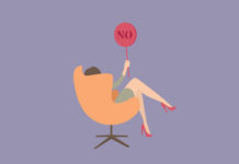 Stop Saying This, An Encore! illustration - holding up a sign that reads "no"