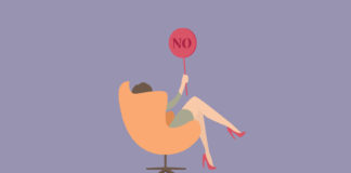 Stop Saying This, An Encore! illustration - holding up a sign that reads "no"