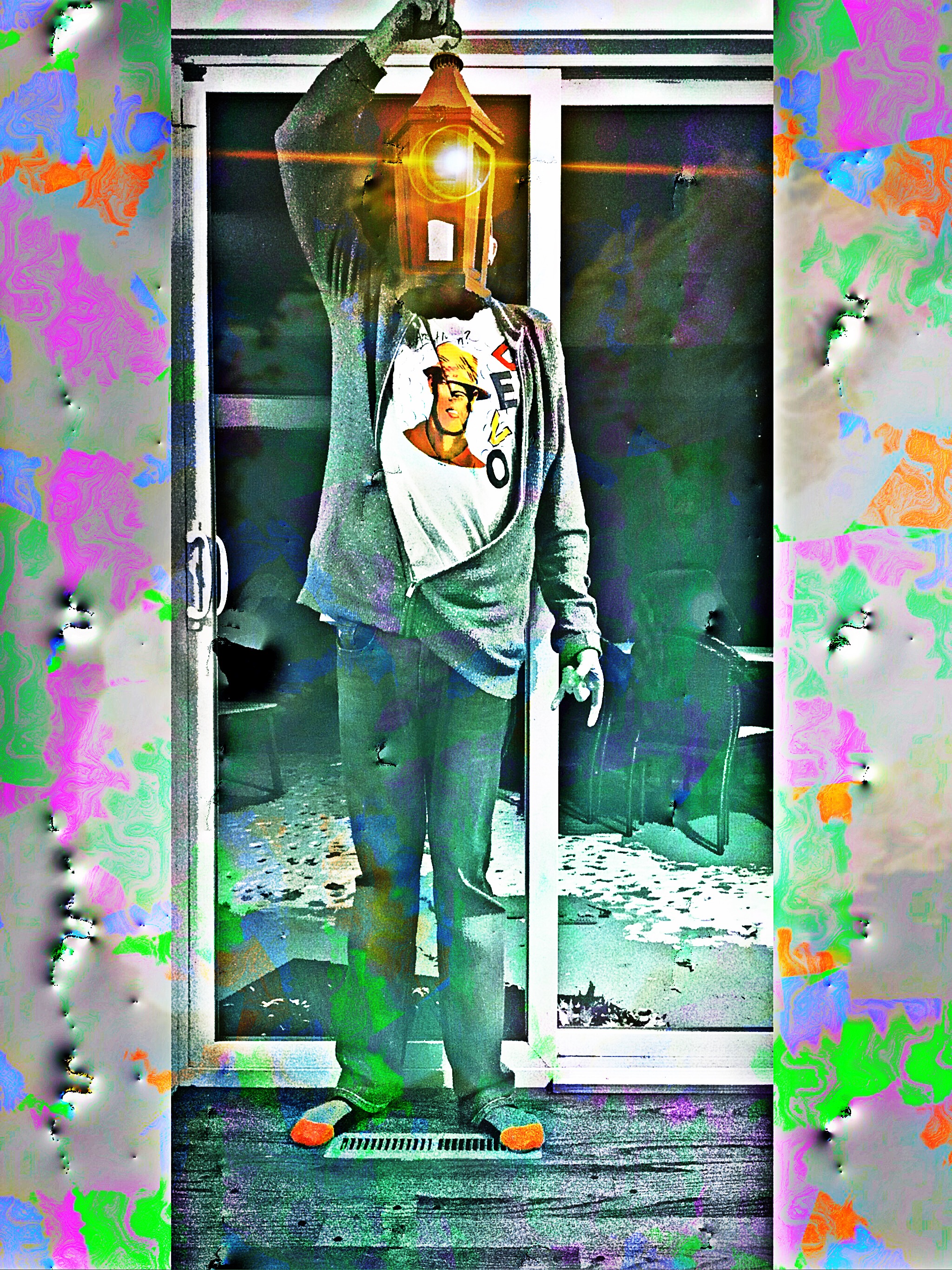 A Lamp Unto My Mouth by Chuck Dooms Collage of a man with a lamp for a head