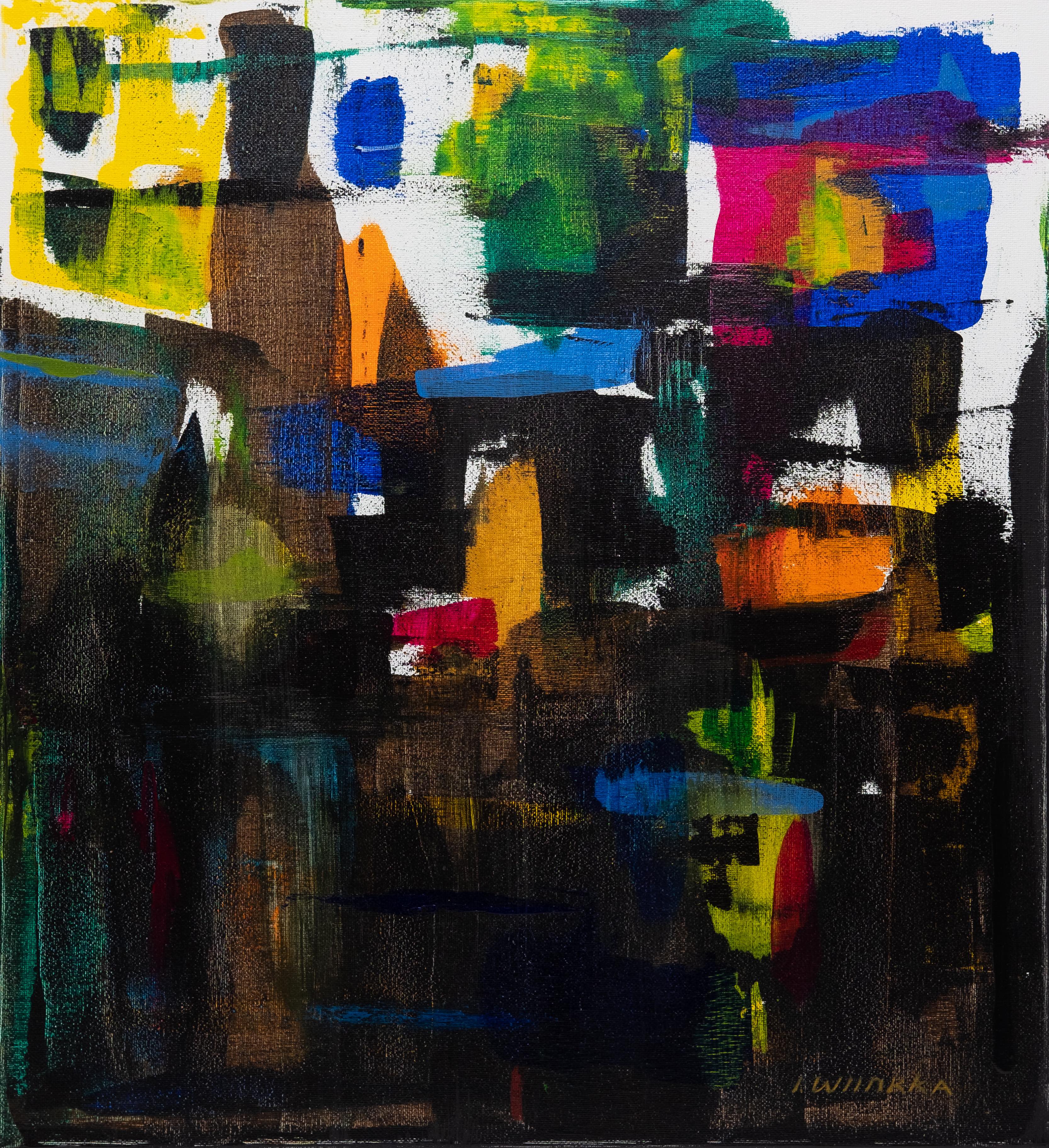 Walled Off-Breaking Through by Iris Wiinikka colorful paint strokes in a collage