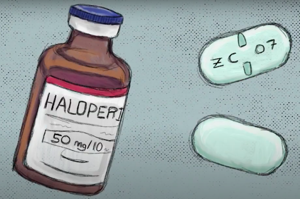 Film screen shot: A bottle of pills