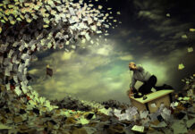 Long Hours and Low Psychosocial Safety at Work Can Make You Depressed Castaway businessman in a sea of papers and files