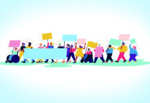 Mad Activists: The Language We Use Reflects Our Desire for Change Colorful drawing of protesters