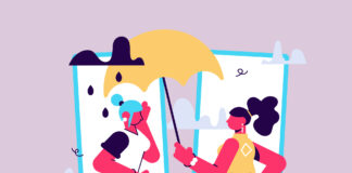I Set Up a Suicide Crisis Centre to Provide the Opposite of What I Experienced Under Psychiatric Services Illustration of a woman holding an umbrella over another woman