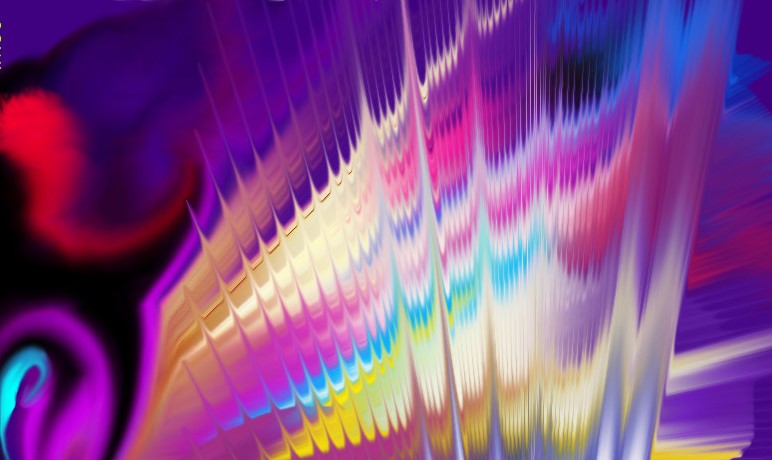 An abstract illustration in purple and other colors