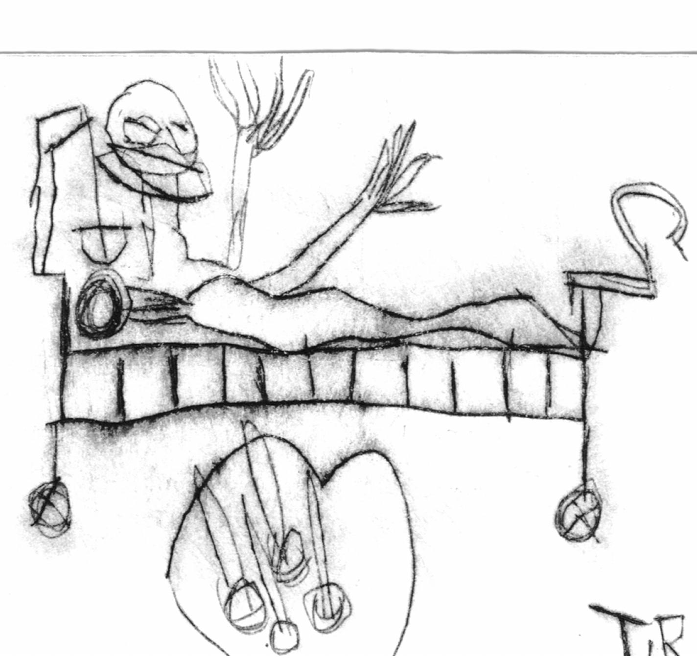 Abstract person on bed
