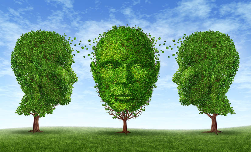 Illustration of trees shaped like human heads