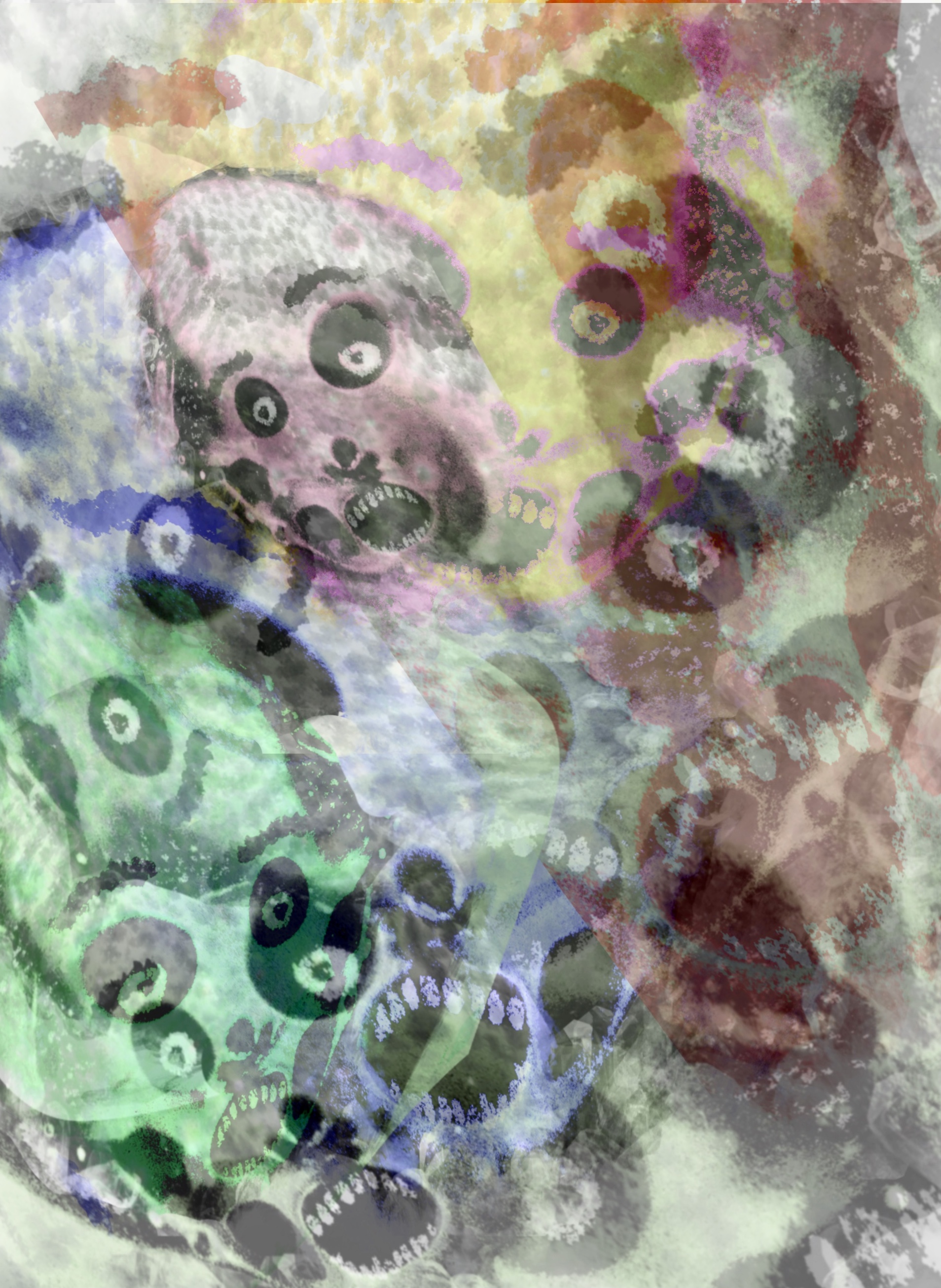 Colorful faces, overlapping
