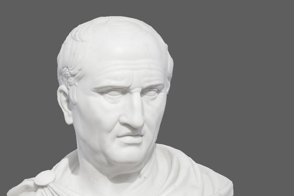 A photograph of a bust of Cicero