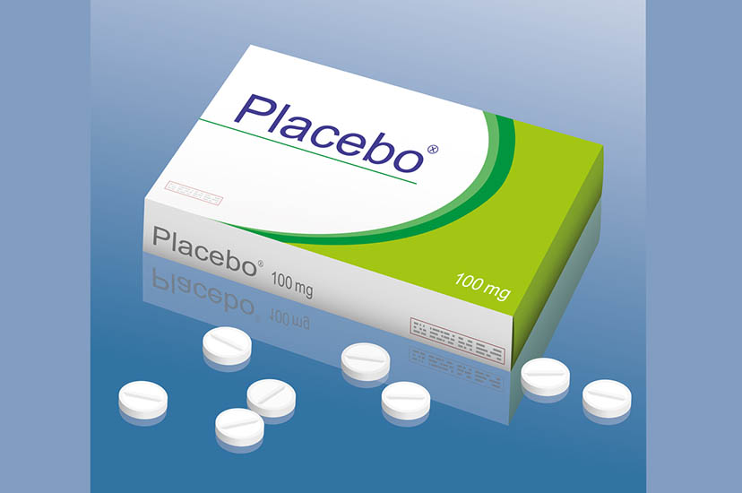 Vector drawing of pills and a box labeled "Placebo"