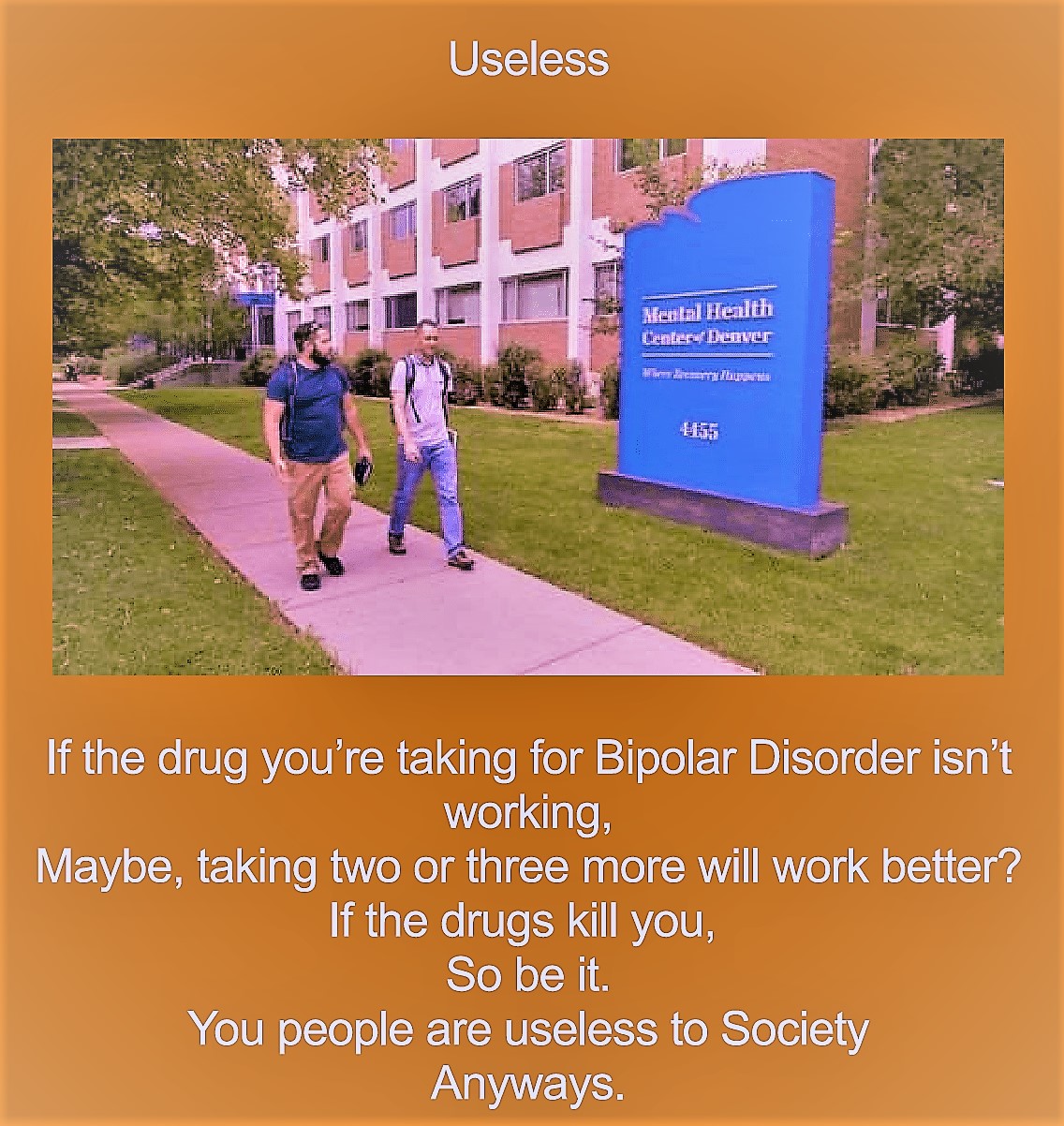 People walking in front of the Mental Health Center of Denver