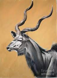 A drawing of a black and white goat on a beige background