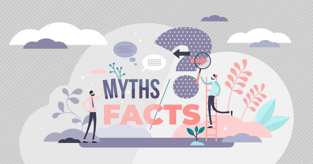 Illustration including the words "MYTHS" and "FACTS"