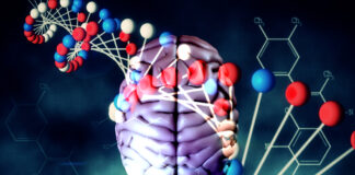 No Difference in Antidepressant Effectiveness After Genetic Testing brain against blue dna strand with chemical structures