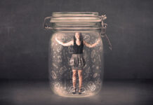 Self-Help or Self-Governance? The Role of the Psy-Disciplines in Neoliberalism Business woman captured in glass jar with hand drawn media icons concept on background