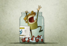 Withdrawing From Psychiatric Drugs: How to Produce Smaller Doses Than Those the Drug Companies Provide Illustration: man trapped in a bottle of pills tries to scream for help