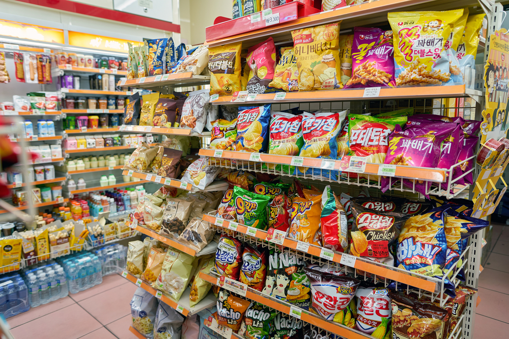 SEOUL, SOUTH KOREA - CIRCA MAY, 2017: inside 7-11 convenience store sign. 7-Eleven is an international chain of convenience stores.