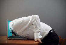 Pandemic Lockdowns Led to Spike in Behavioral Addictions concept photo of internet addiction. man plunging into computer