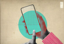 Therapy by App: A Clinical Psychologist Tries BetterHelp Woman holding a smartphone and touching the screen, she is using mobile apps, vintage style collage