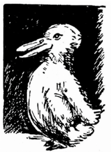 Black and white optical illusion of a duck or a rabbit