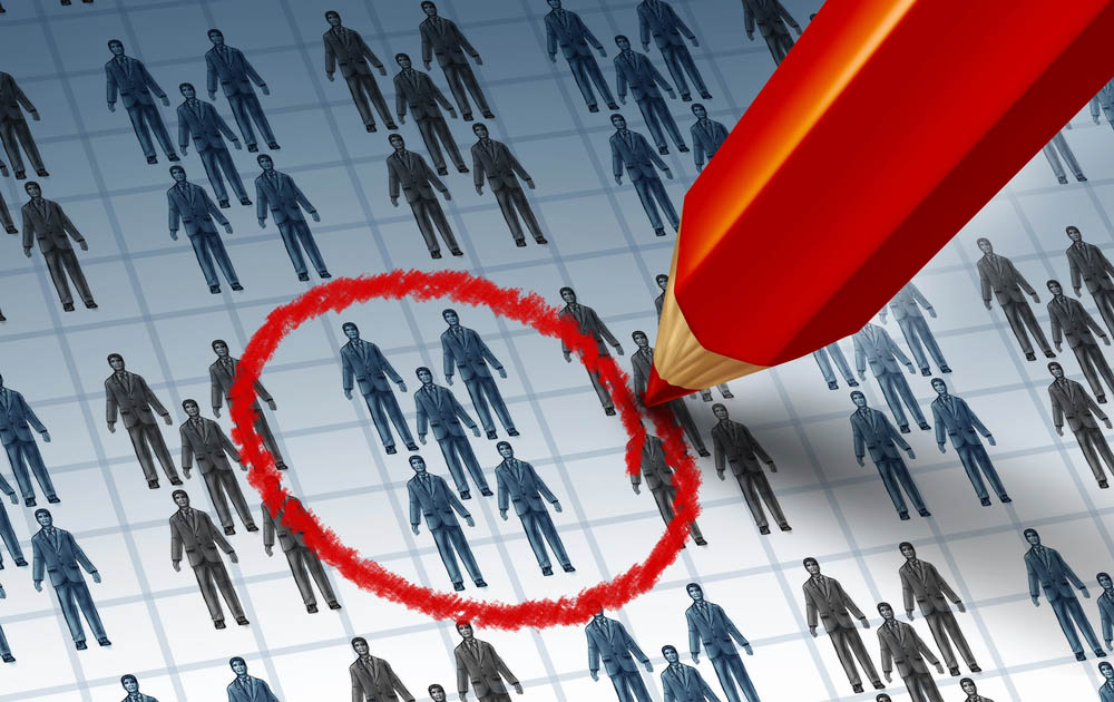 Illustration of a red pencil circling a group of people