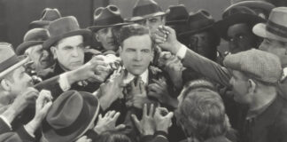 Right-Wing or Left-Wing: Who Really Owns the Critique of Over-Medicalisation? Black and white photo of a confused mob of people with one serene face in the middle