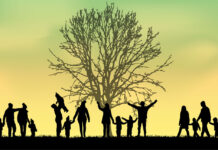 SAFE: Survivors And Families Empowered—An Update Family silhouettes against a green and yellow background of a tree