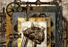 Sepia illustration of a brain machine